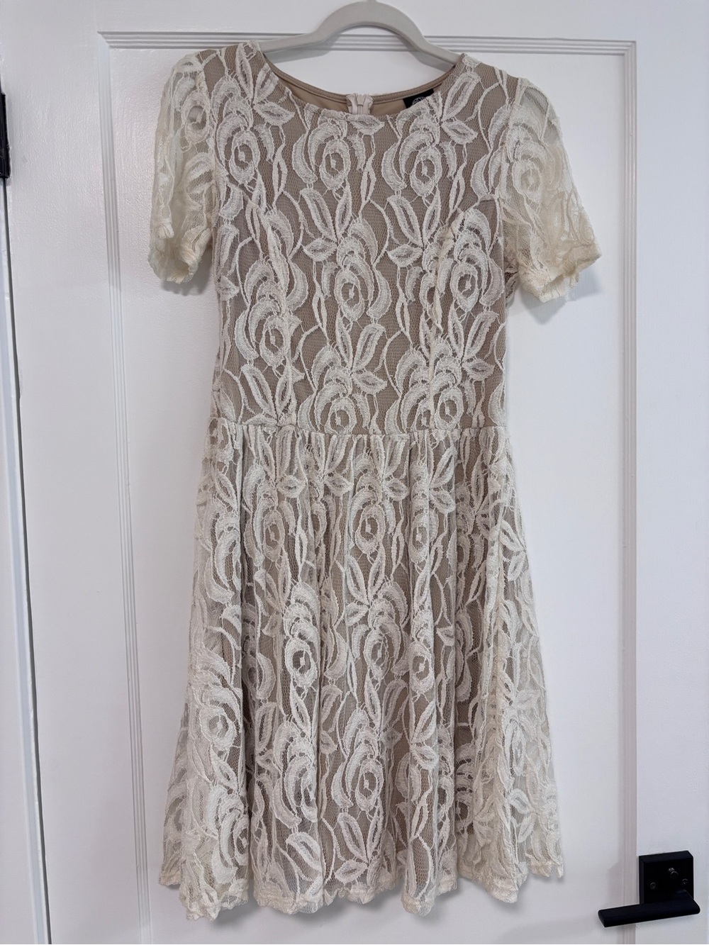 Bobeau Ivory Lace Floral Fit & Flare Dress